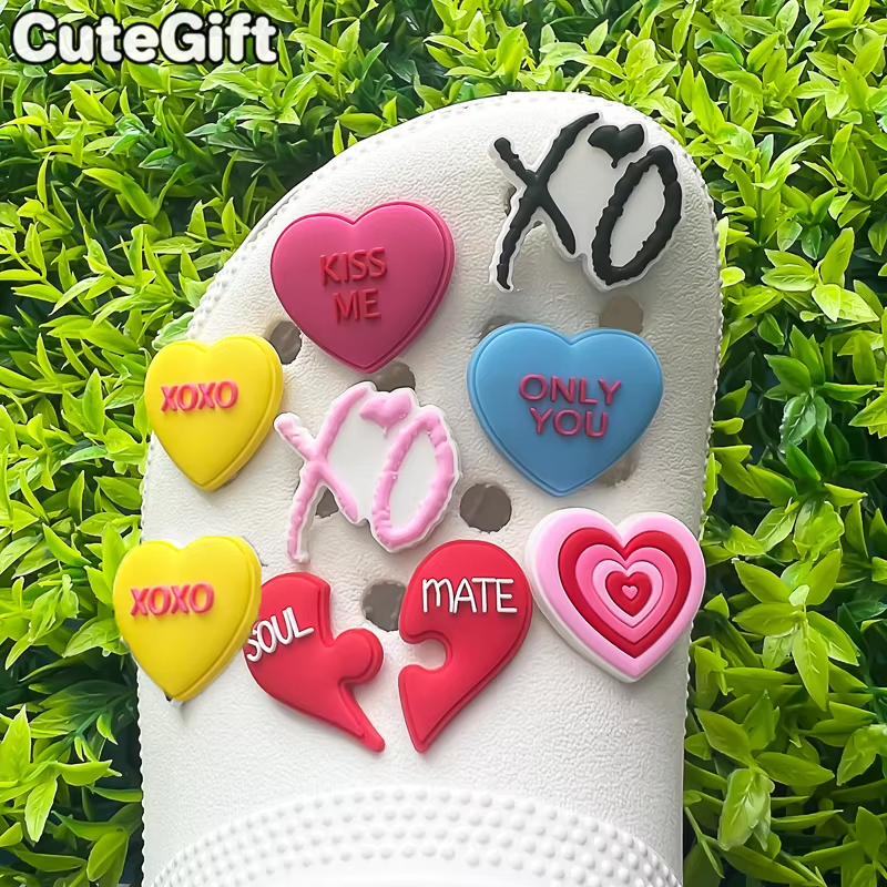 Gardening Tools Pink - 1pcs Heart Shoe Charms Rainbow Pink