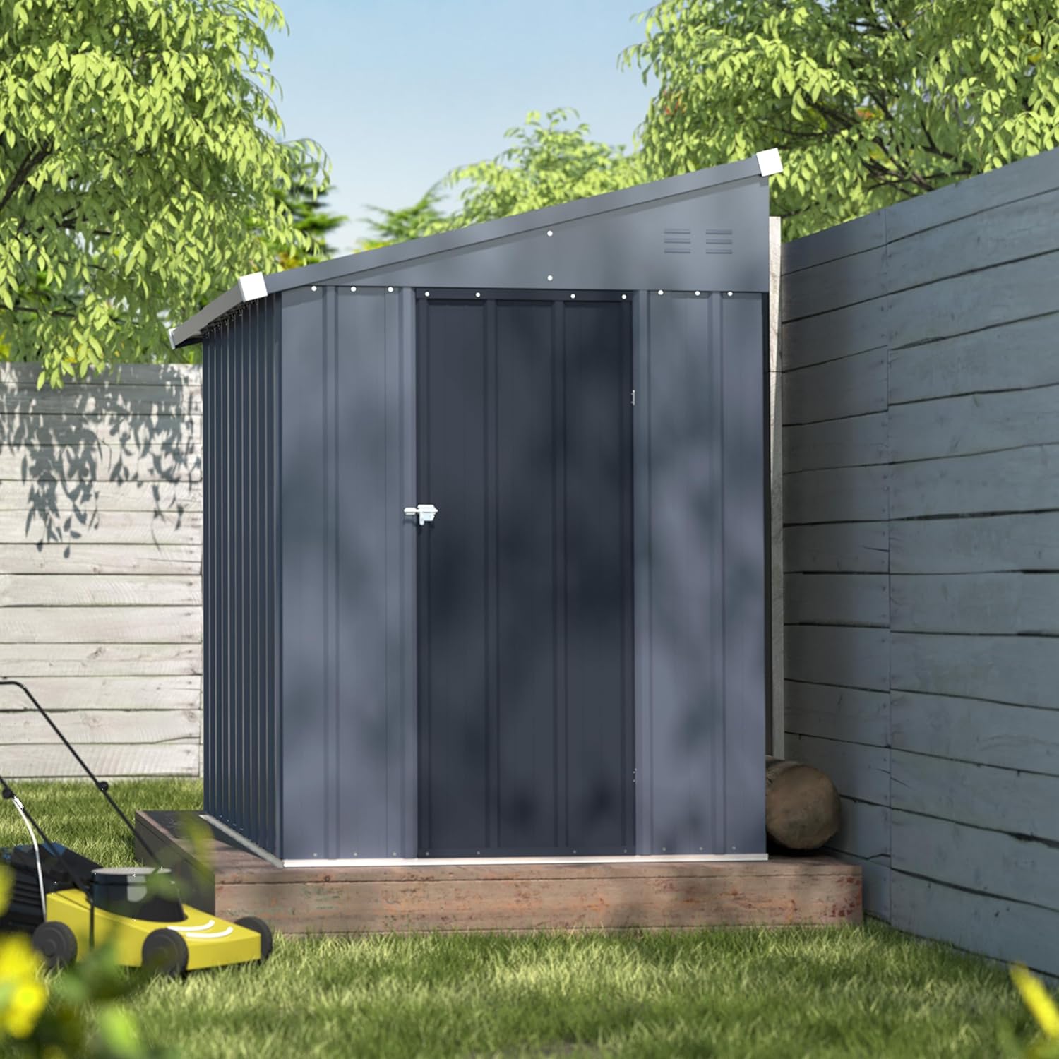 Gardening Tools Storage - 4x6FT Metal Outdoor Storage Shed Tool