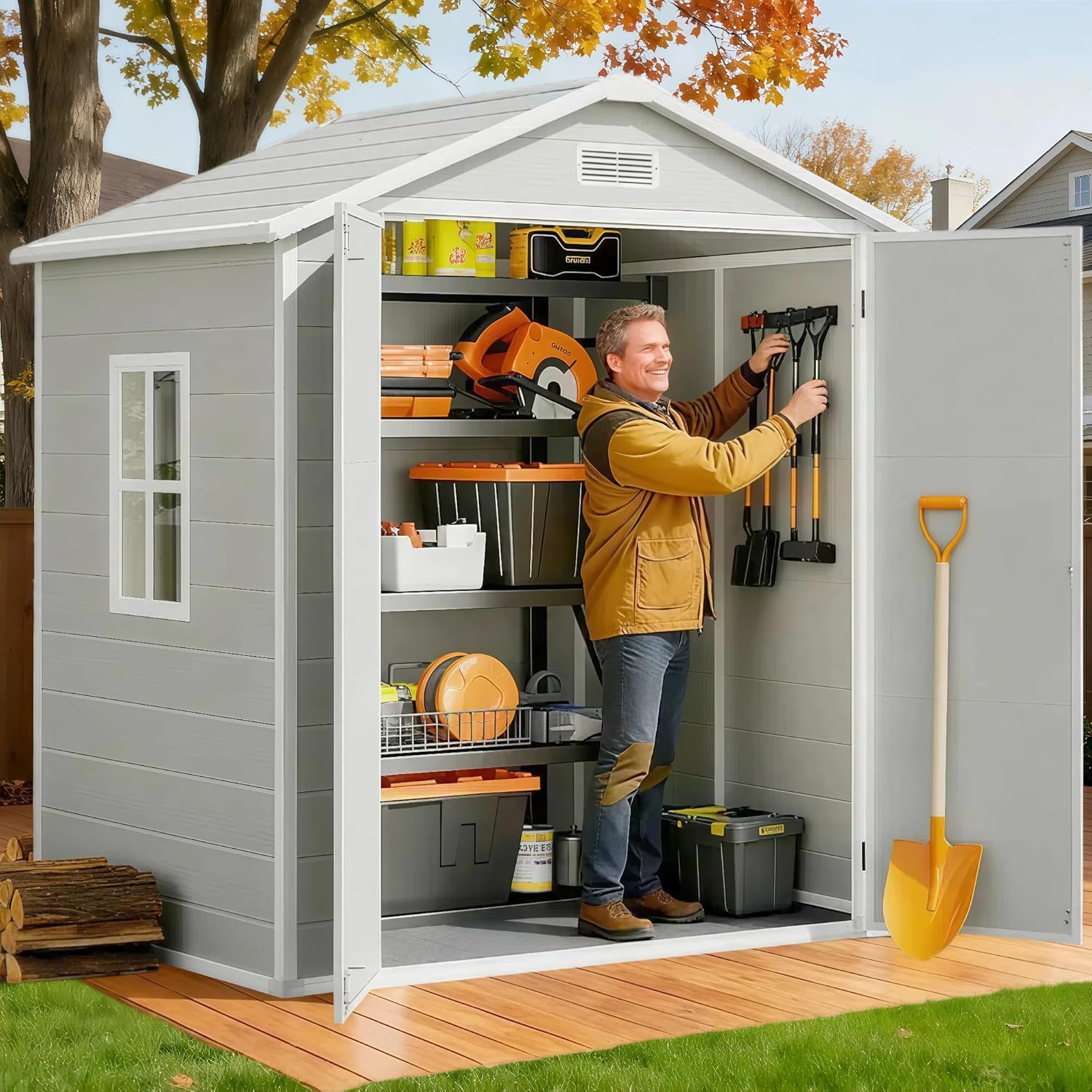 Gardening Tools Storage - All-Weather Resin Outdoor Storage Shed With