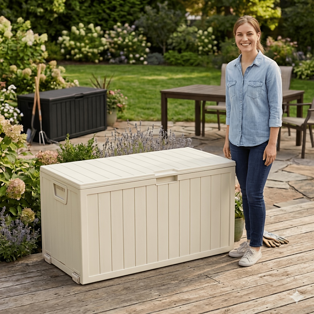 Gardening Tools Storage - 75/35 Gallon Outdoor Storage Box Waterproof