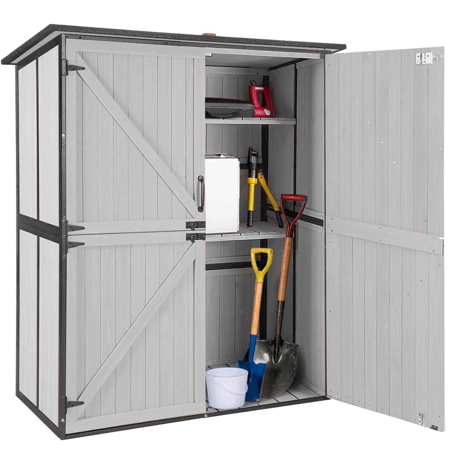 Gardening Tools Storage - Outdoor Cabinet Storage Shed with Metal