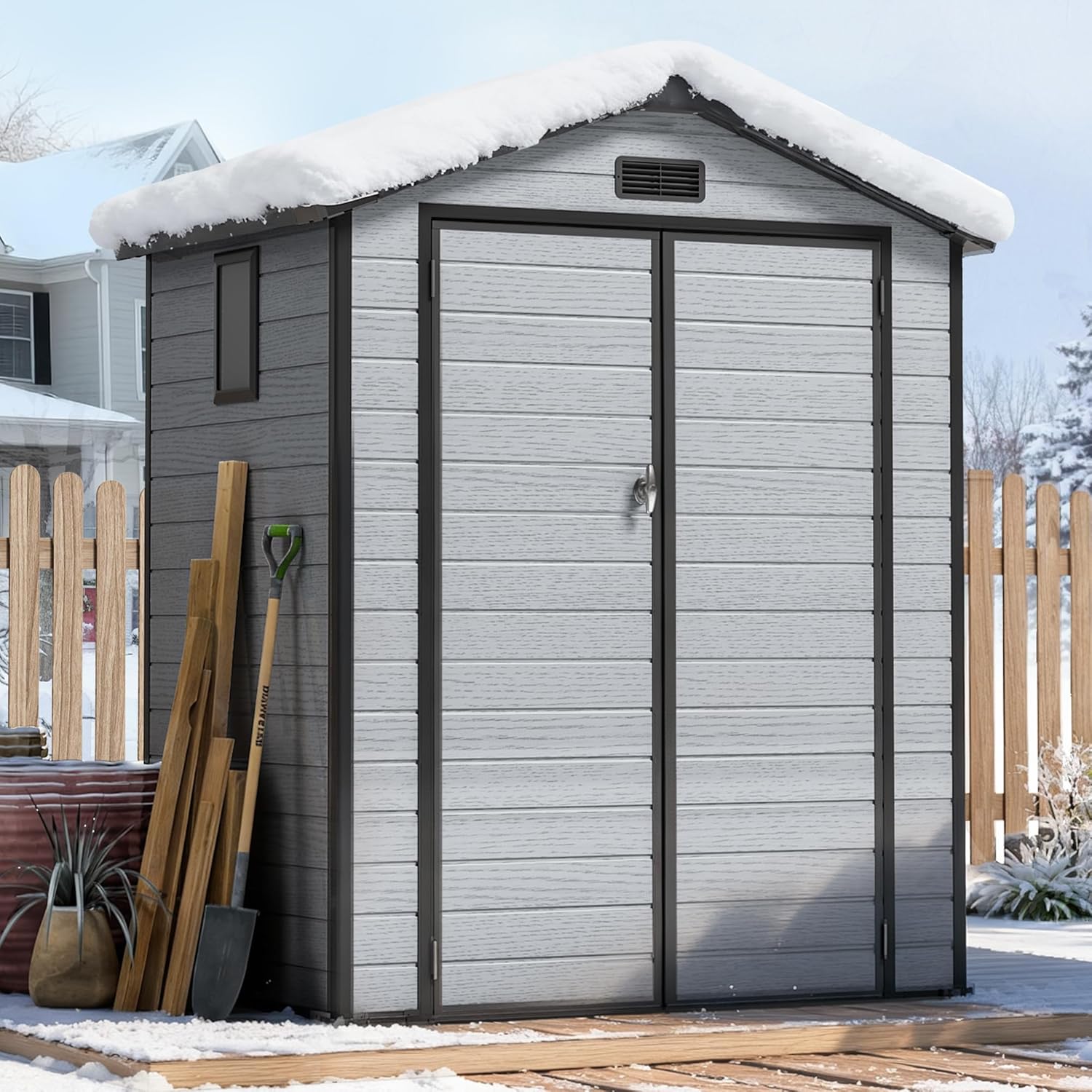6X4 FT Outdoor Shed, Plastic S - Gardening Tools Storage 评论和价格