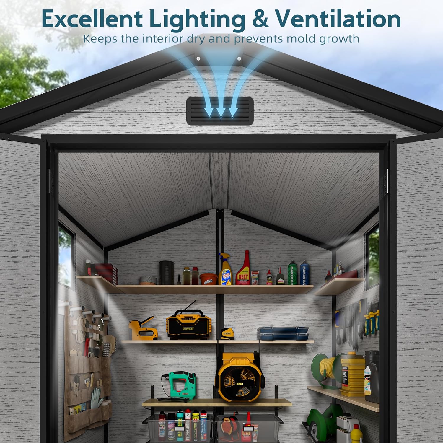6X4 FT Outdoor Shed, Plastic S - Gardening Tools Storage 评论和价格