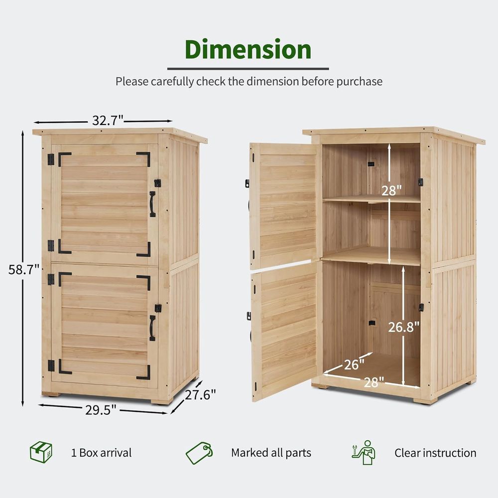 30 Natural Wood Outdoor Storag - Gardening Tools Storage 评论和价格