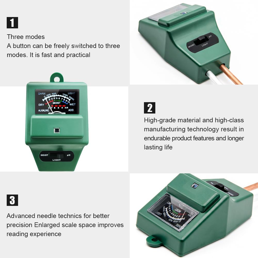 Soil pH Meter, MS02 3-in-1 Soi - Moisture Meter Plant 评论和价格