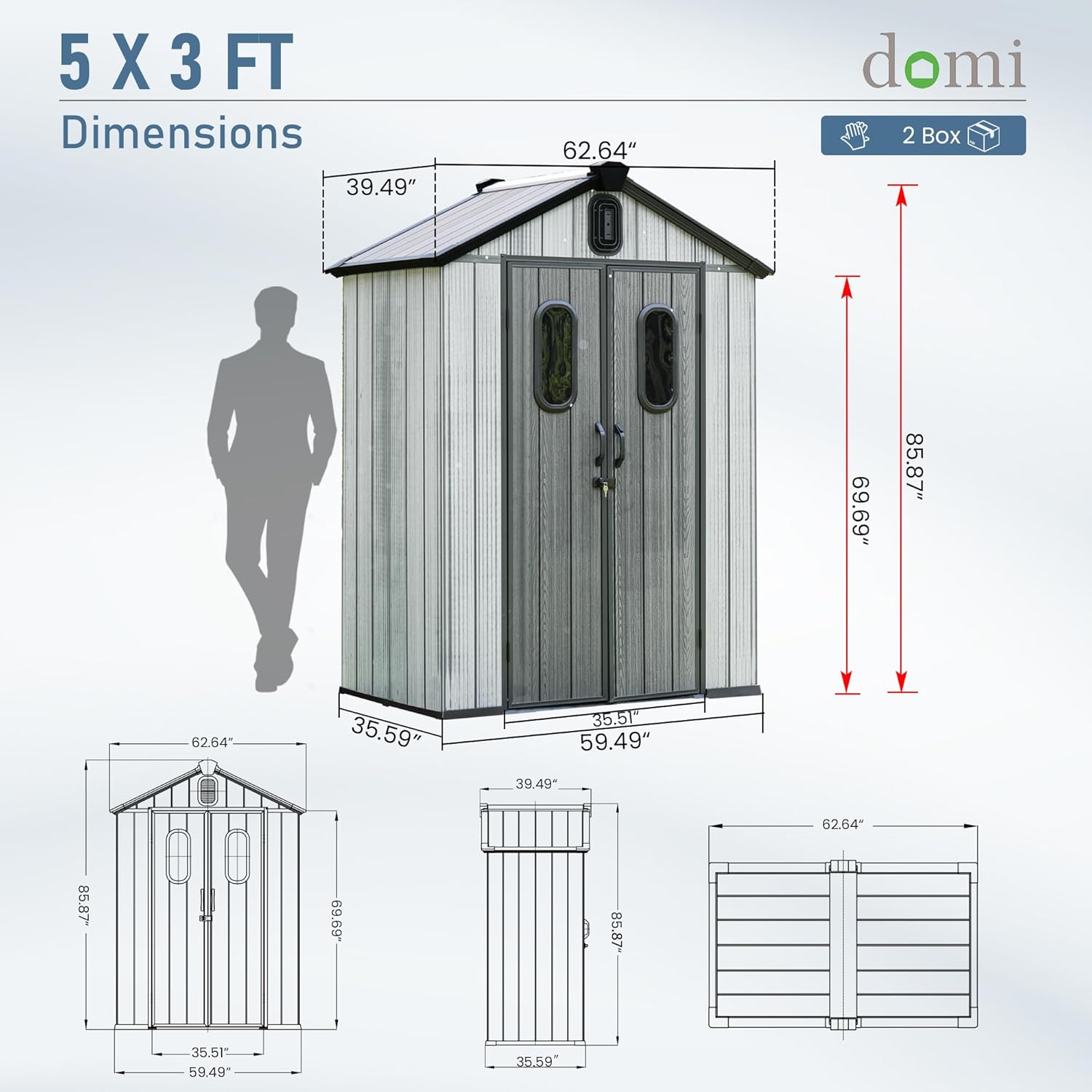 5x3 FT Resin Storage Shed All  - Gardening Tools Storage 评论和价格