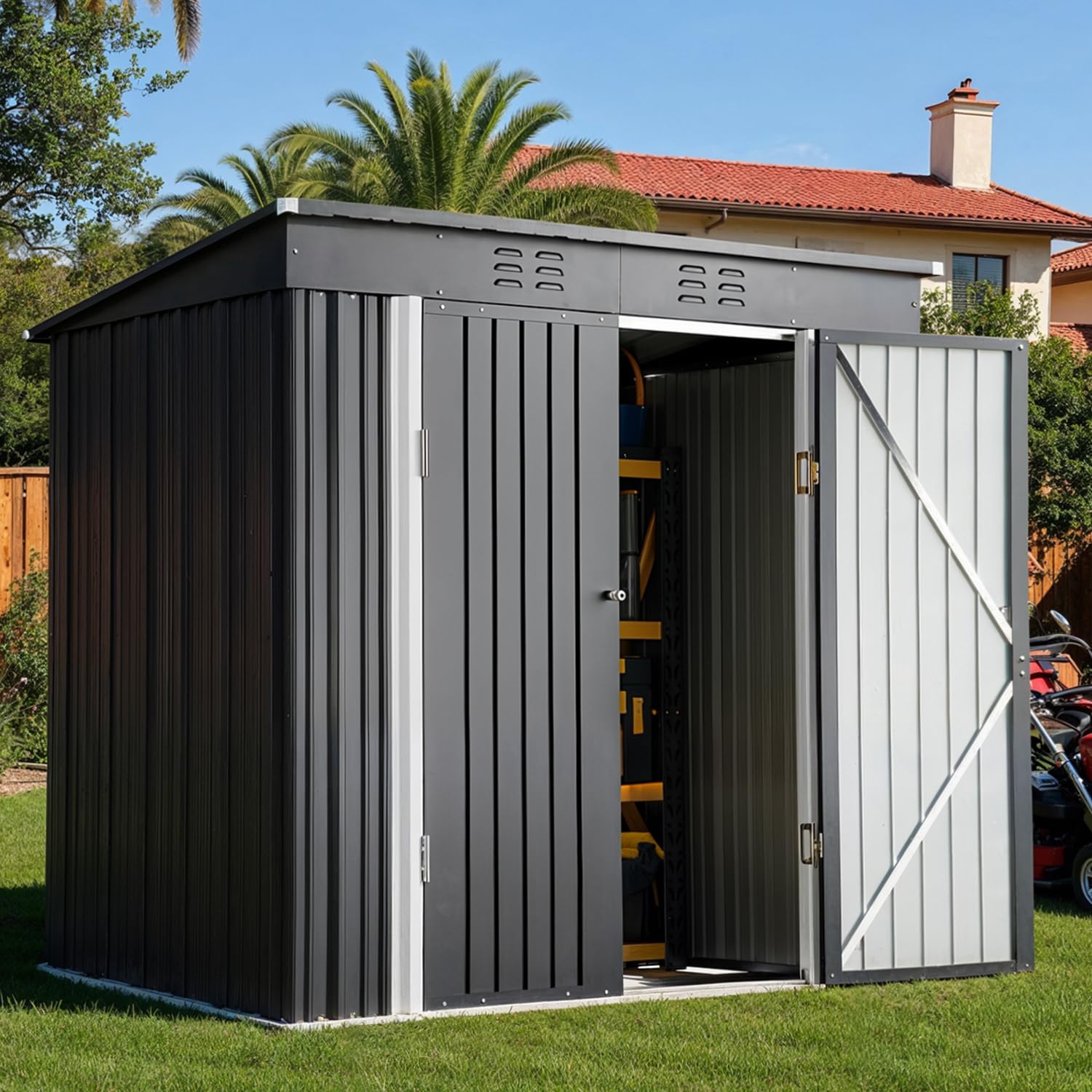 6x4ft Metal Outdoor Storage Sh - Gardening Tools Storage 评论和价格