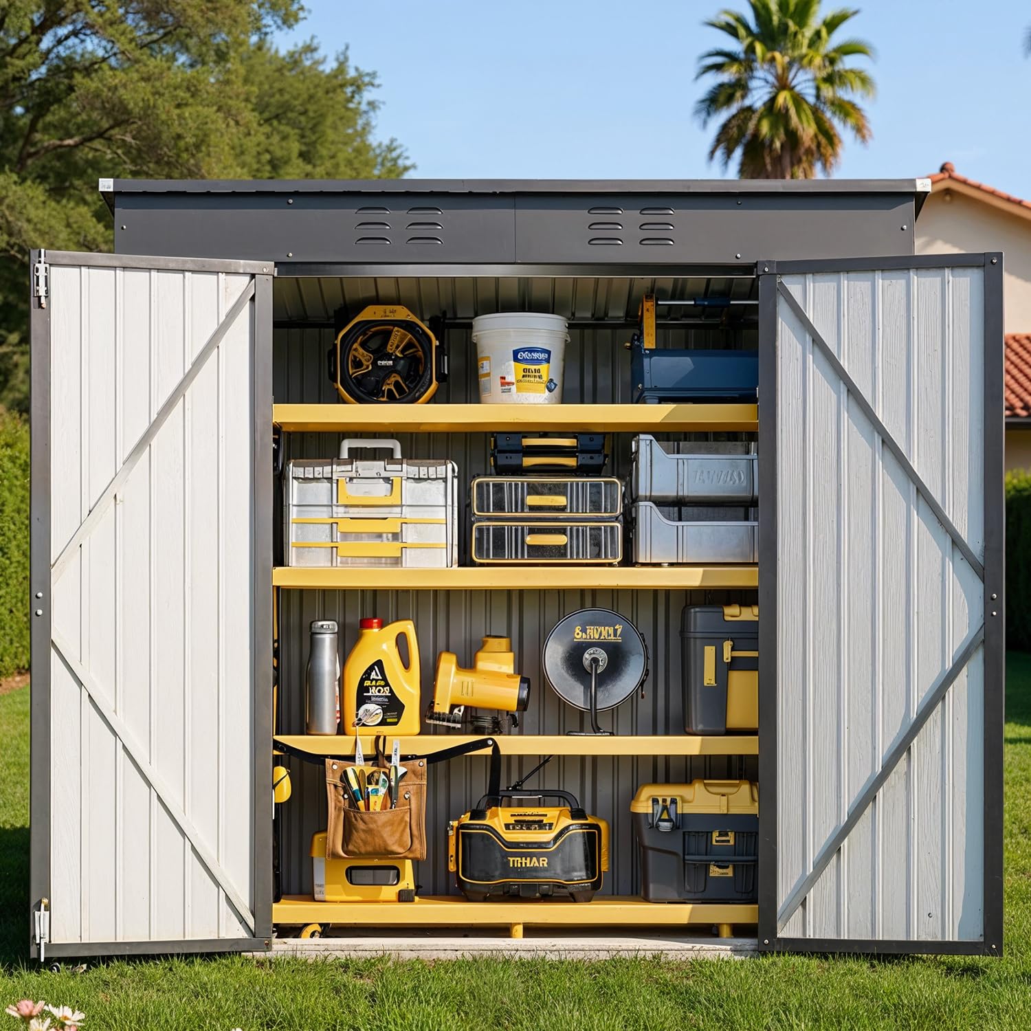 6x4ft Metal Outdoor Storage Sh - Gardening Tools Storage 评论和价格