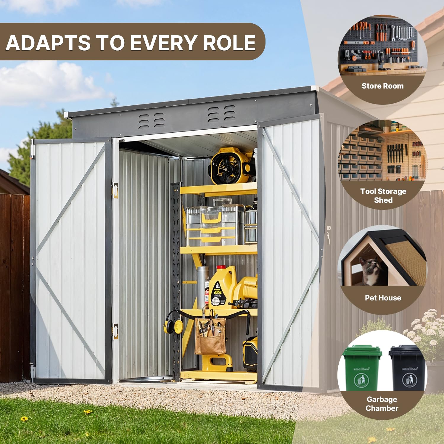 6x4ft Metal Outdoor Storage Sh - Gardening Tools Storage 评论和价格