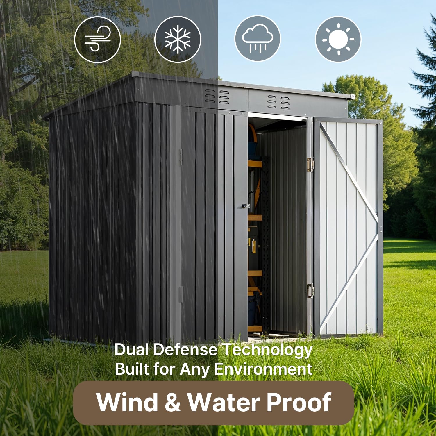 6x4ft Metal Outdoor Storage Sh - Gardening Tools Storage 评论和价格