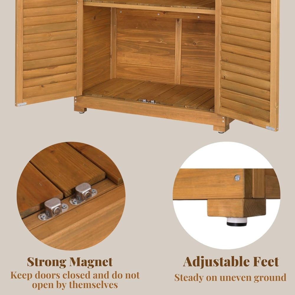 63in Natural Wooden Outdoor St - Gardening Tools Storage 评论和价格