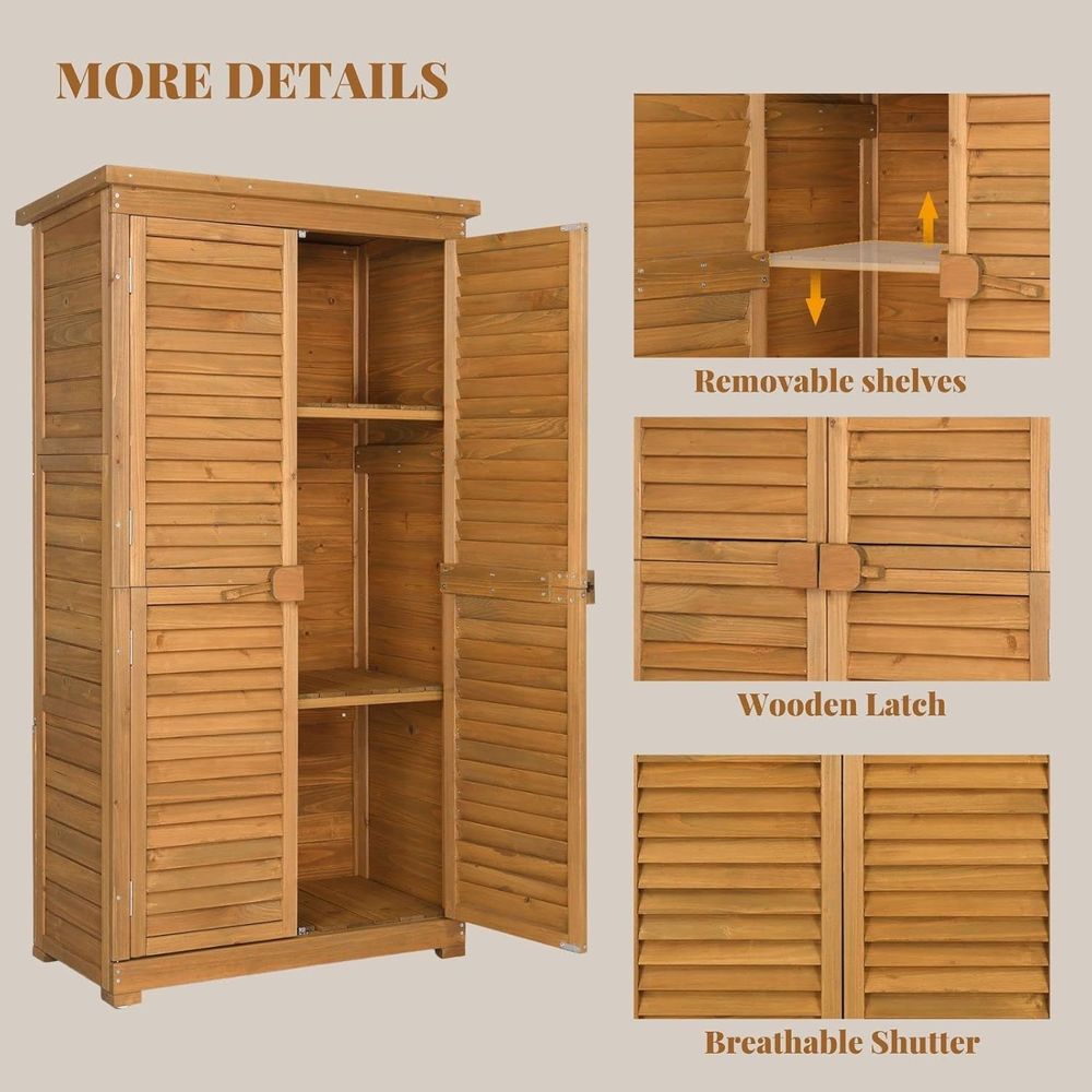 63in Natural Wooden Outdoor St - Gardening Tools Storage 评论和价格