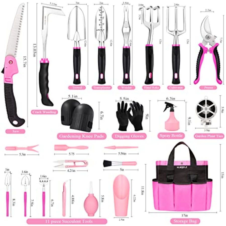 Pink Garden Tool Set for Women - Gardening Tools Pink 评论和价格