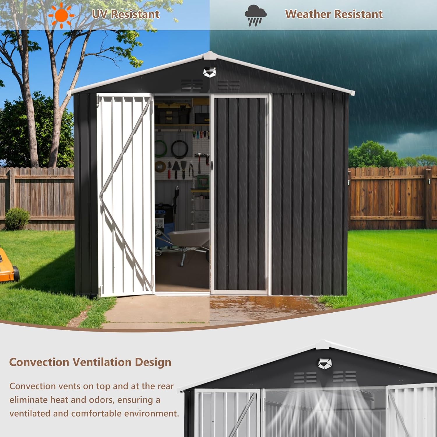 10x12 FT Metal Outdoor Storage - Gardening Tools Storage 评论和价格