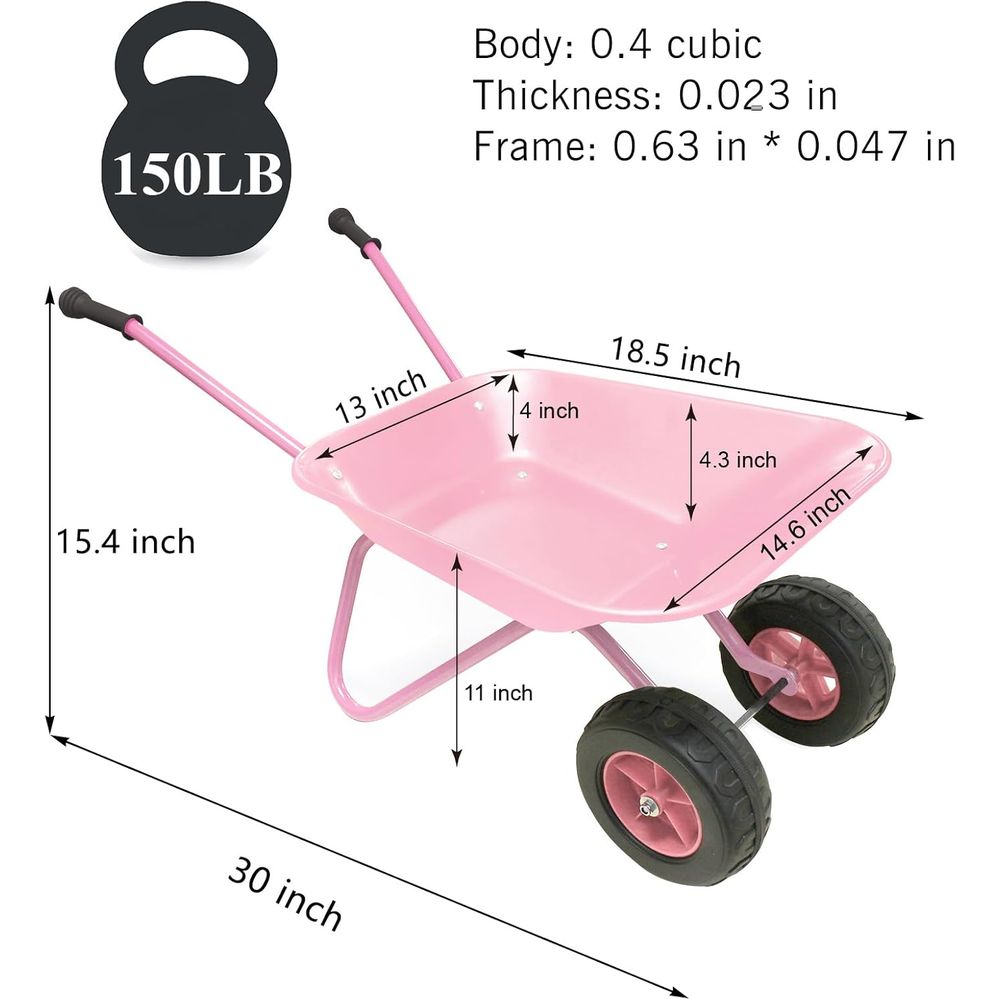 Children's Pink Metal Wheelbar - Gardening Tools Pink 评论和价格