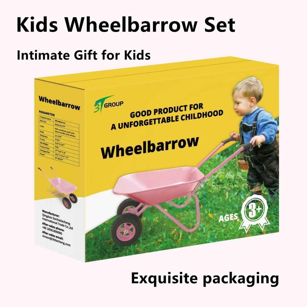 Children's Pink Metal Wheelbar - Gardening Tools Pink 评论和价格