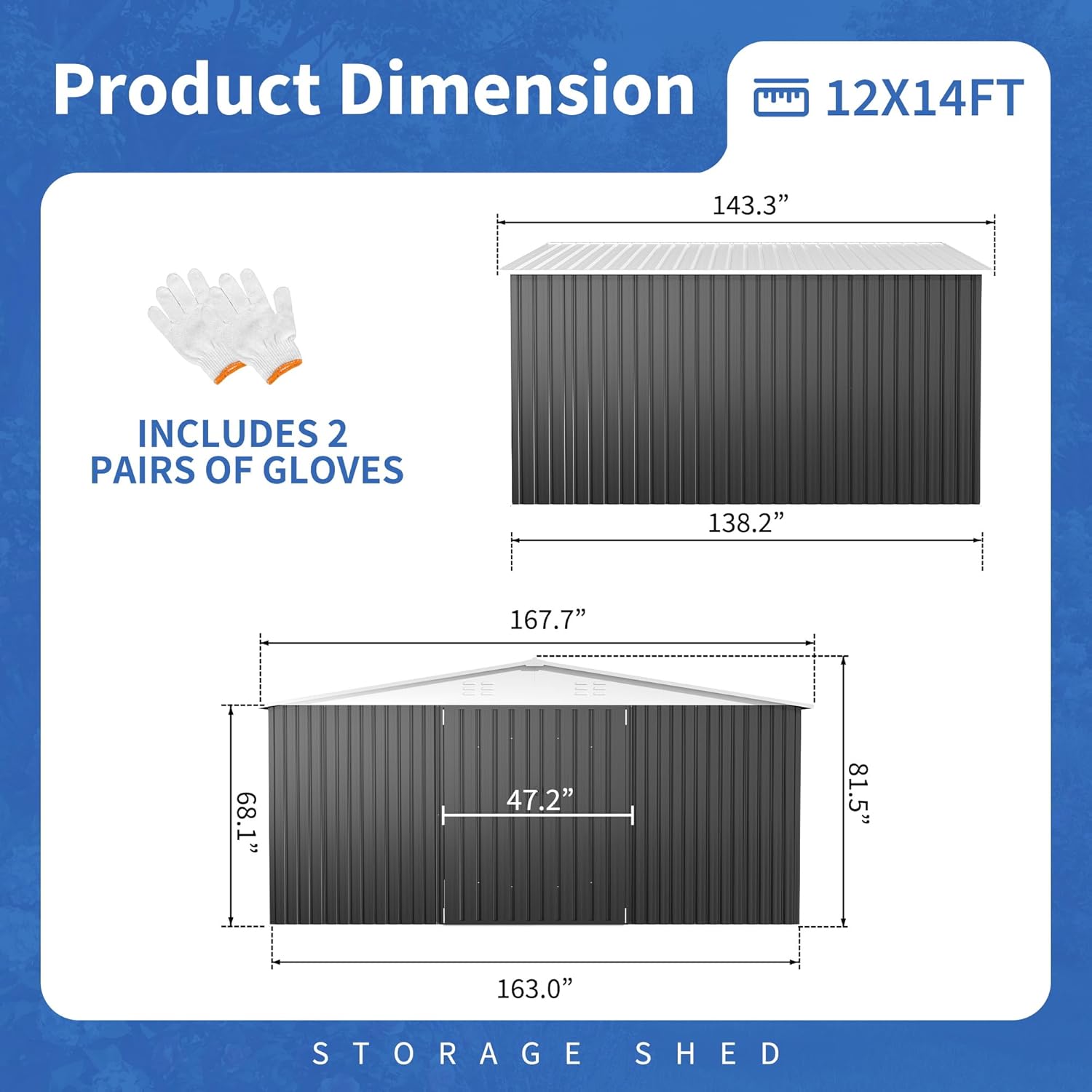 12x14 FT Storage Shed,Garden S - Gardening Tools Storage 评论和价格
