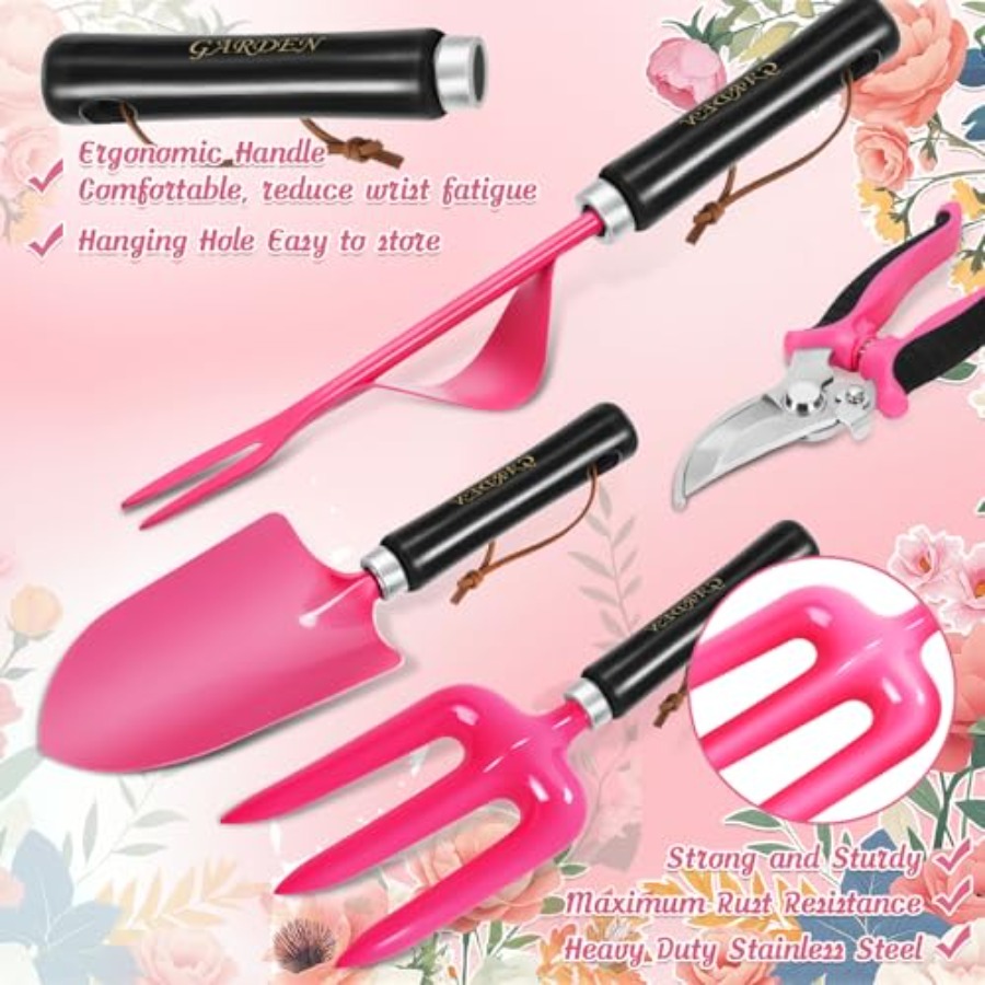 9Piece Heavy Duty Gardening Ha - Gardening Tools Pink 评论和价格