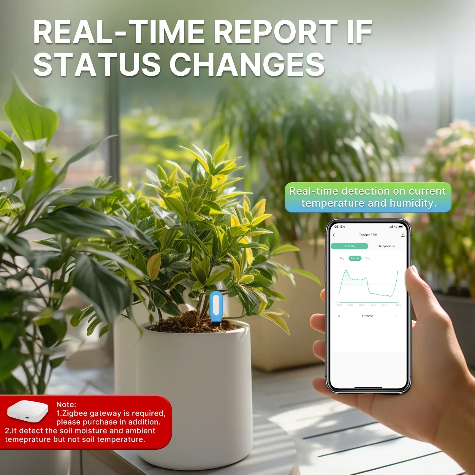 MOES Smart ZigBee Soil Tempera - Moisture Meter Plant 评论和价格