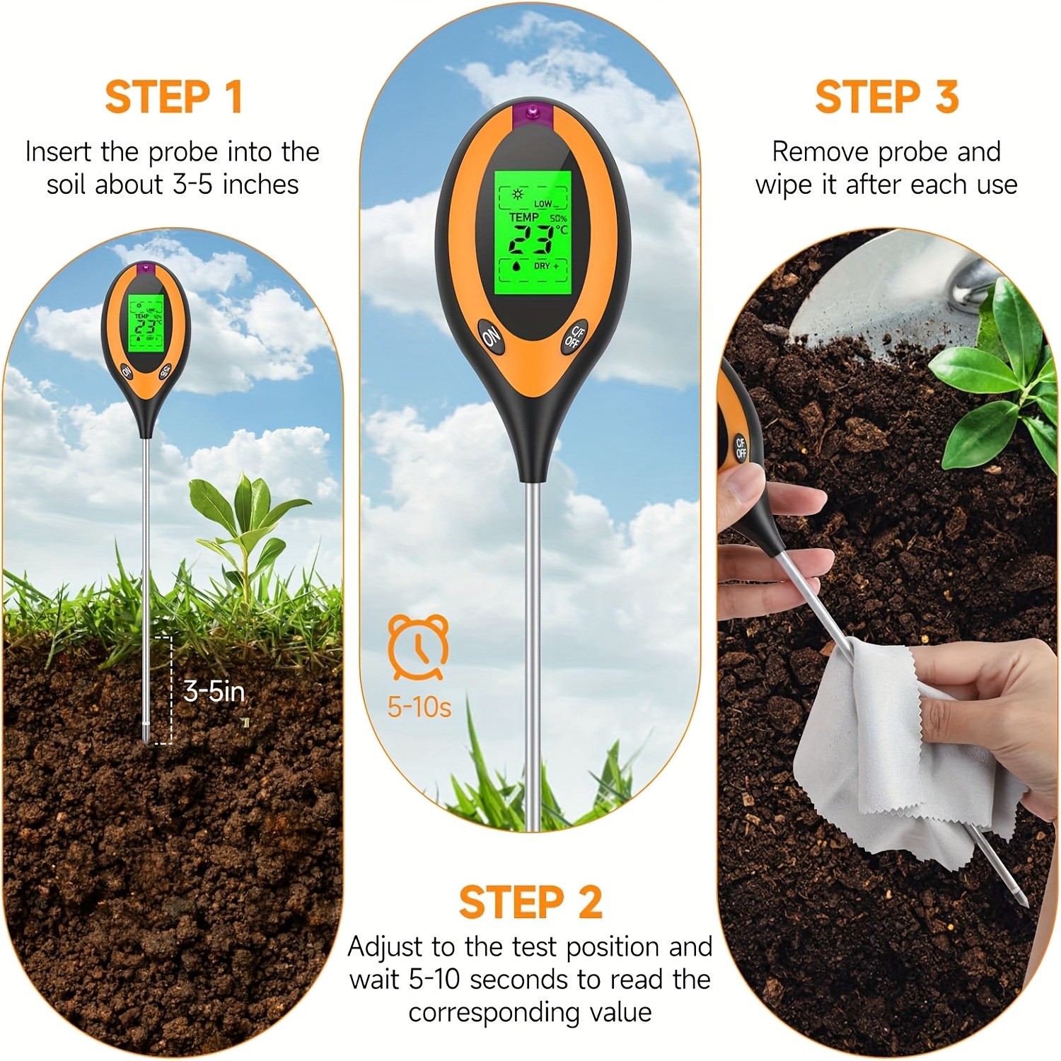 Soil PH Tester 4 in 1 PH Soil  - Moisture Meter Plant 评论和价格