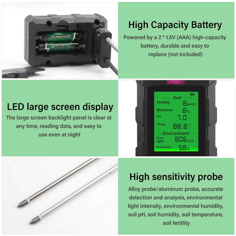 ST03 Six-in-One Soil Tester Mo - Moisture Meter Plant 评论和价格