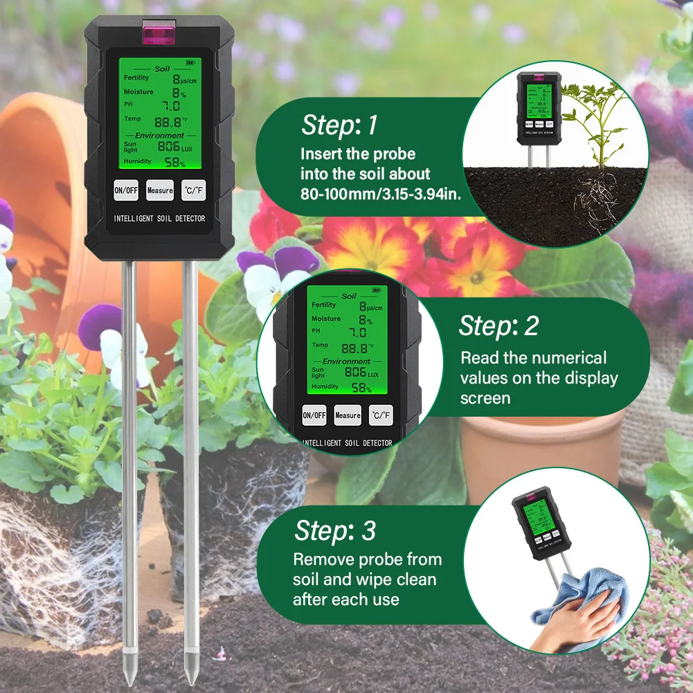 ST03 Six-in-One Soil Tester Mo - Moisture Meter Plant 评论和价格