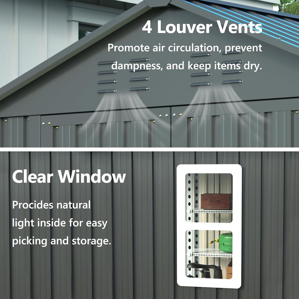 6x6 Metal Outdoor Storage Shed - Gardening Tools Storage 评论和价格