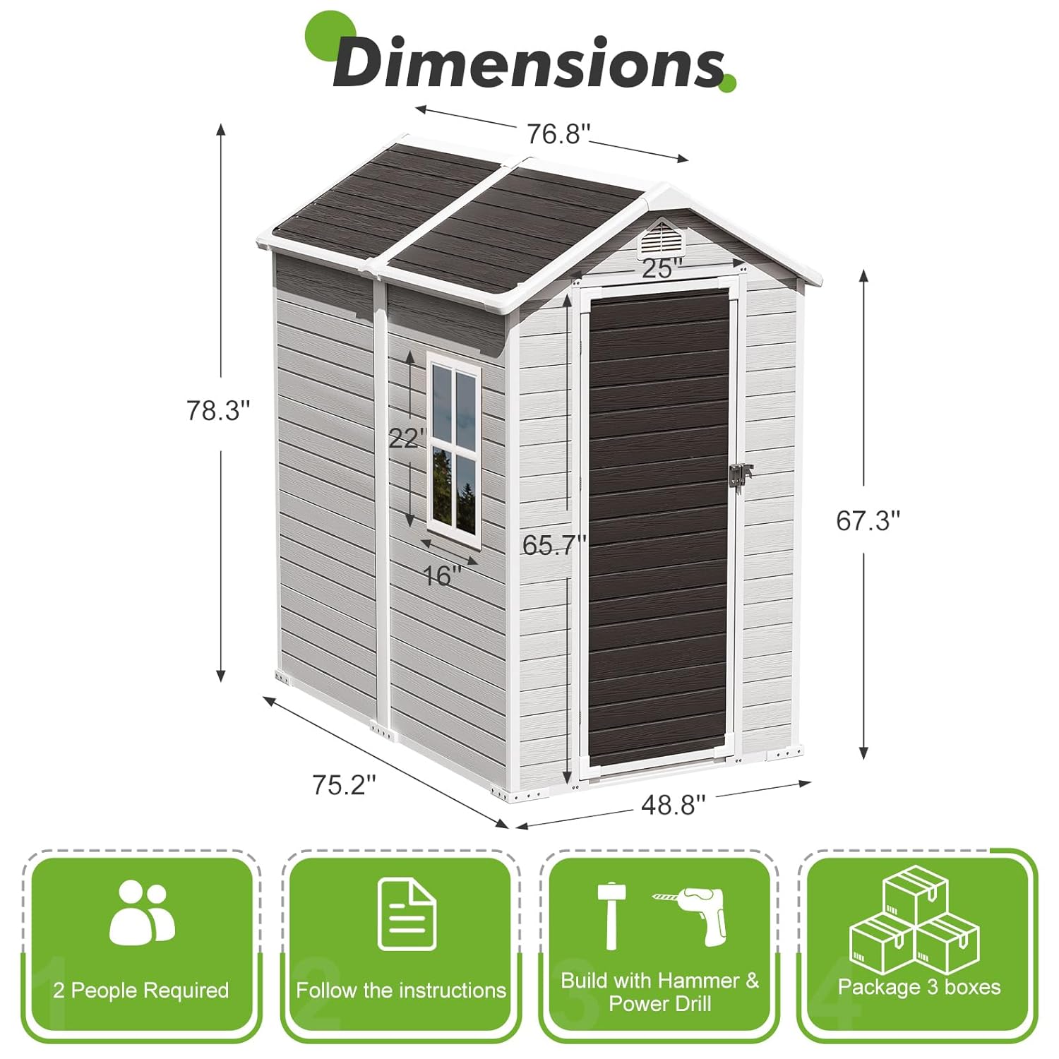 4x6 FT Plastic Storage Shed Wa - Gardening Tools Storage 评论和价格