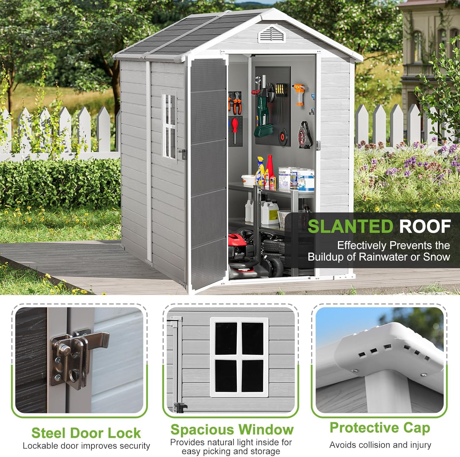4x6 FT Plastic Storage Shed Wa - Gardening Tools Storage 评论和价格