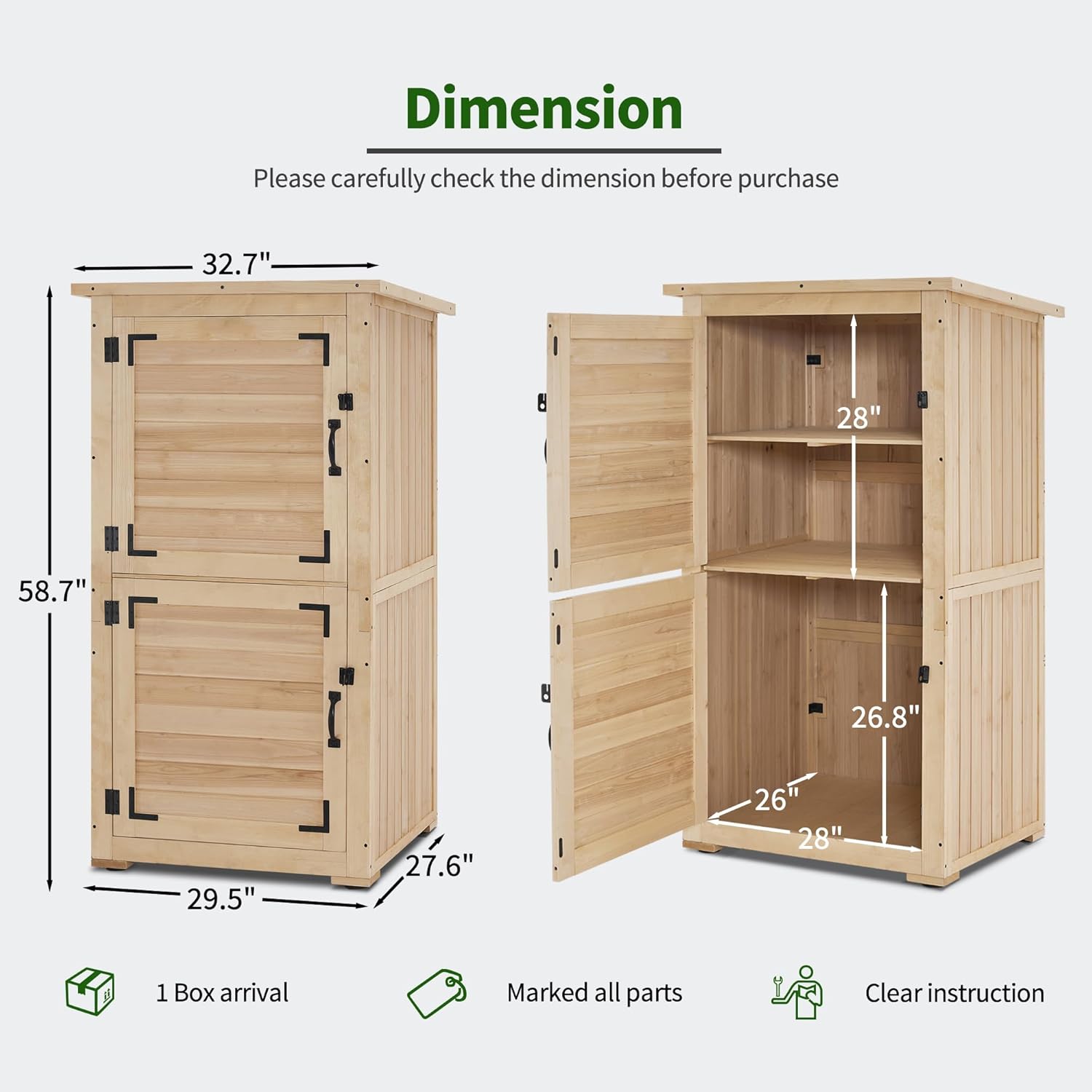 30in Deep Wood Outdoor Storage - Gardening Tools Storage 评论和价格