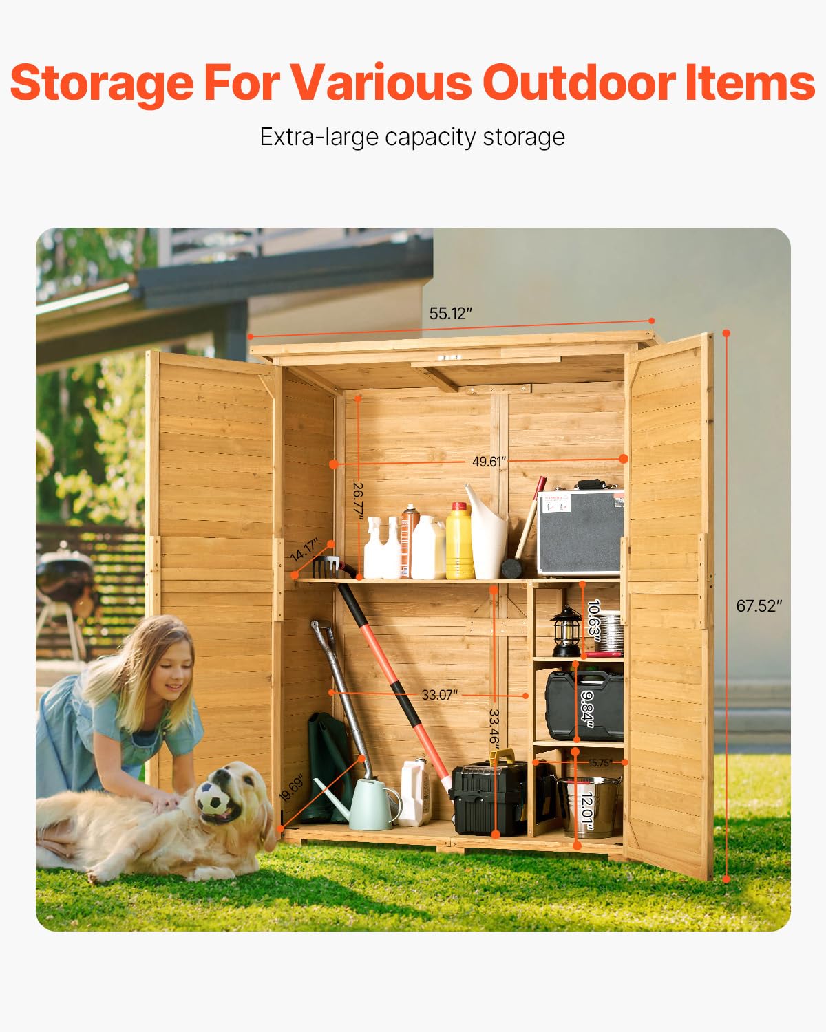 Large Wooden Outdoor Storage S - Gardening Tools Storage 评论和价格