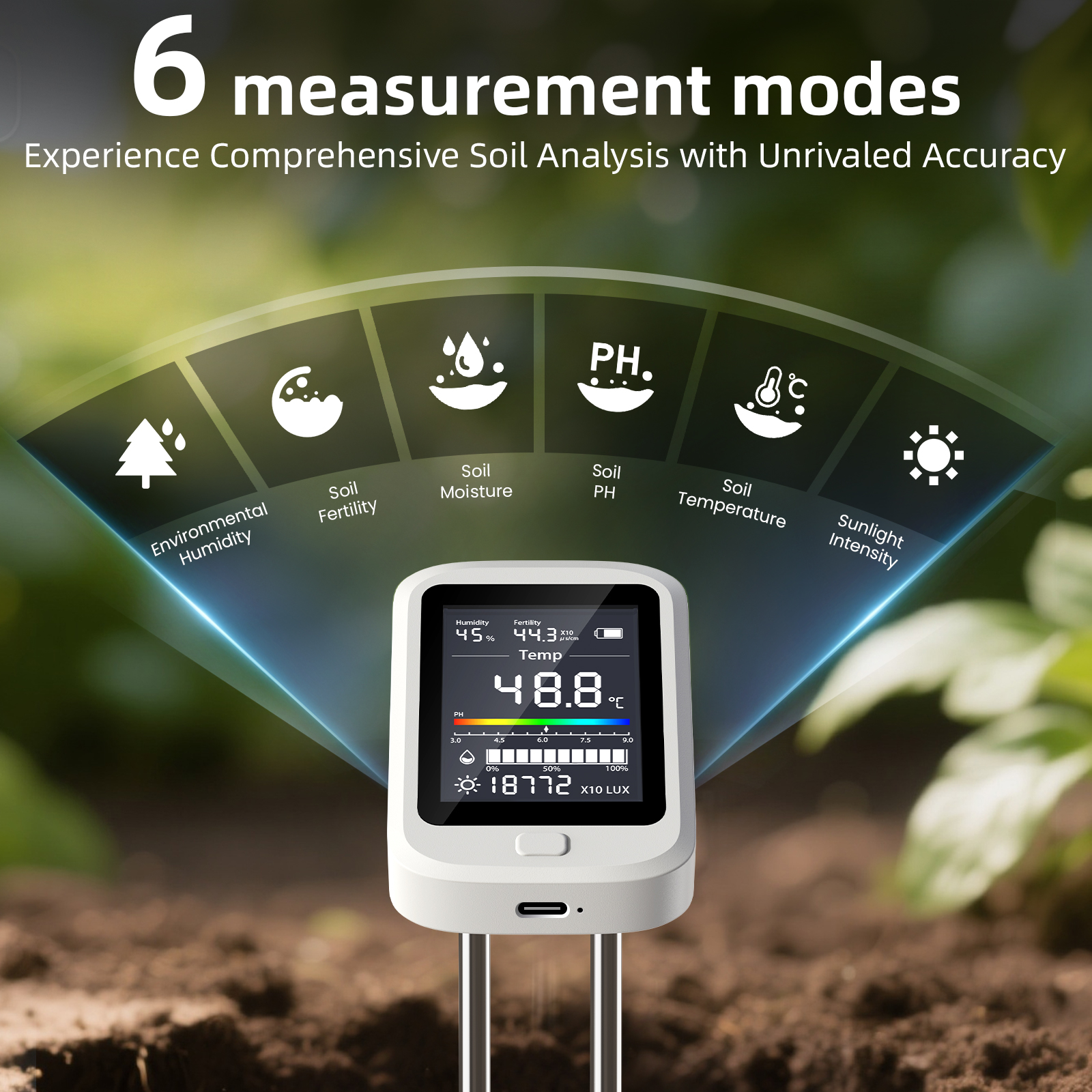 6-in-1 Soil Moisture Meter, Hy - Moisture Meter Plant 评论和价格