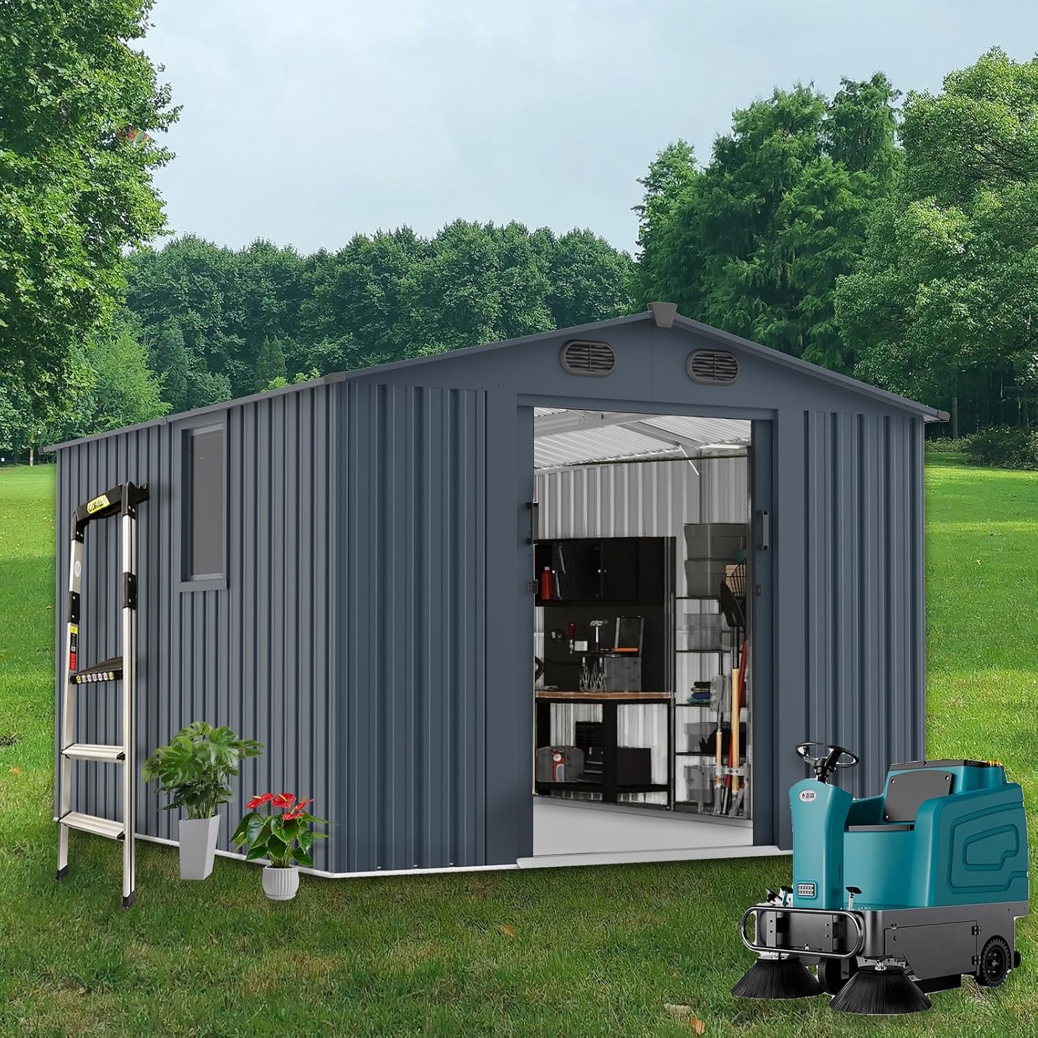 Outdoor Storage Shed 8x10 FT w - Gardening Tools Storage 评论和价格