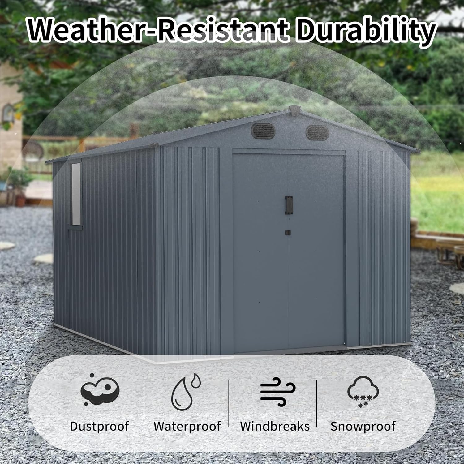 Outdoor Storage Shed 8x10 FT w - Gardening Tools Storage 评论和价格