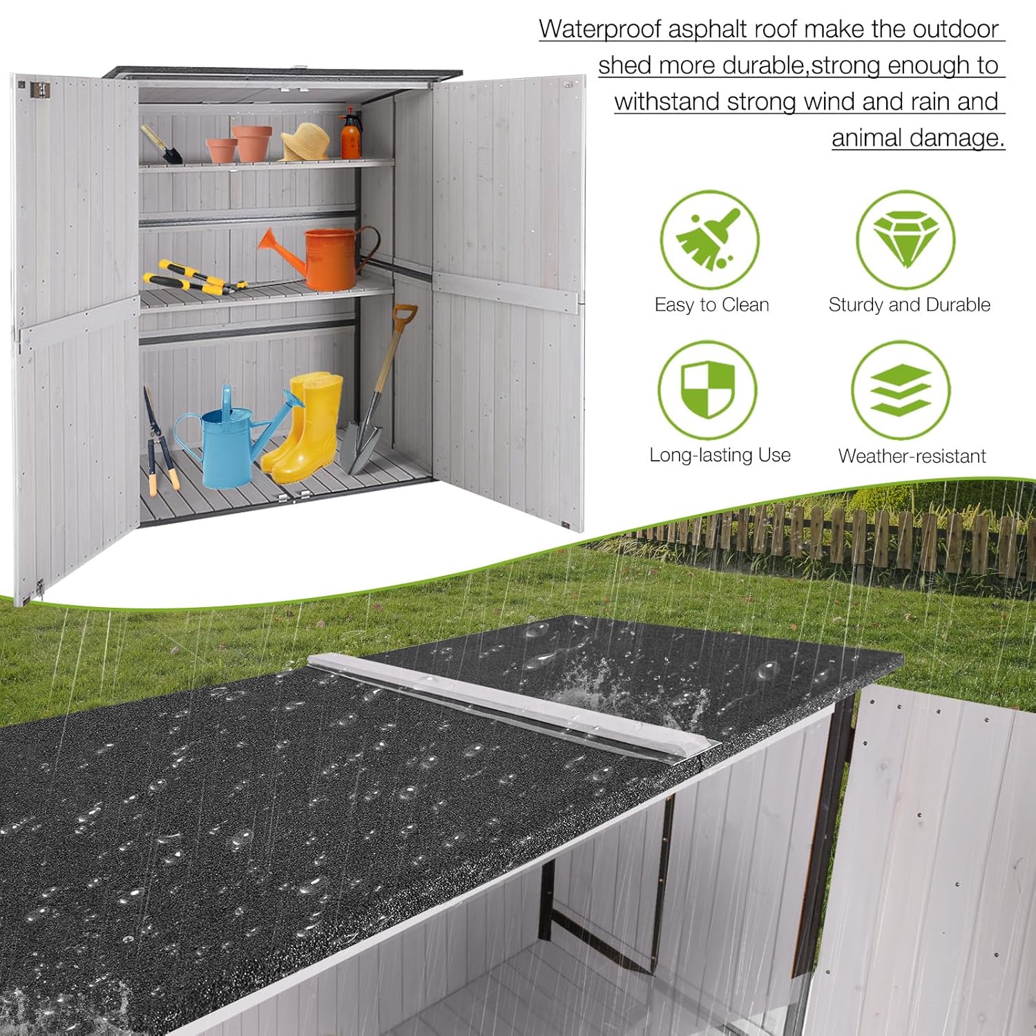 Outdoor Cabinet Storage Shed w - Gardening Tools Storage 评论和价格