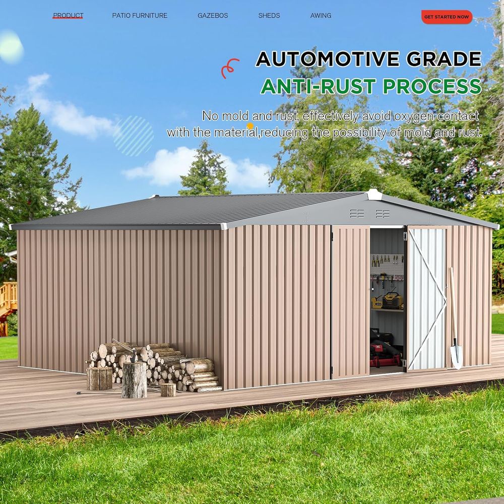 14' x 12' Outdoor Metal Storag - Gardening Tools Storage 评论和价格