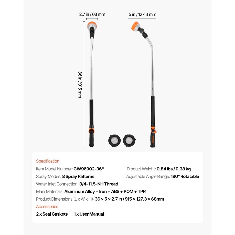 Heavy Duty Garden Hose Wand 36 - Gardening Tools And Equipment 评论和价格