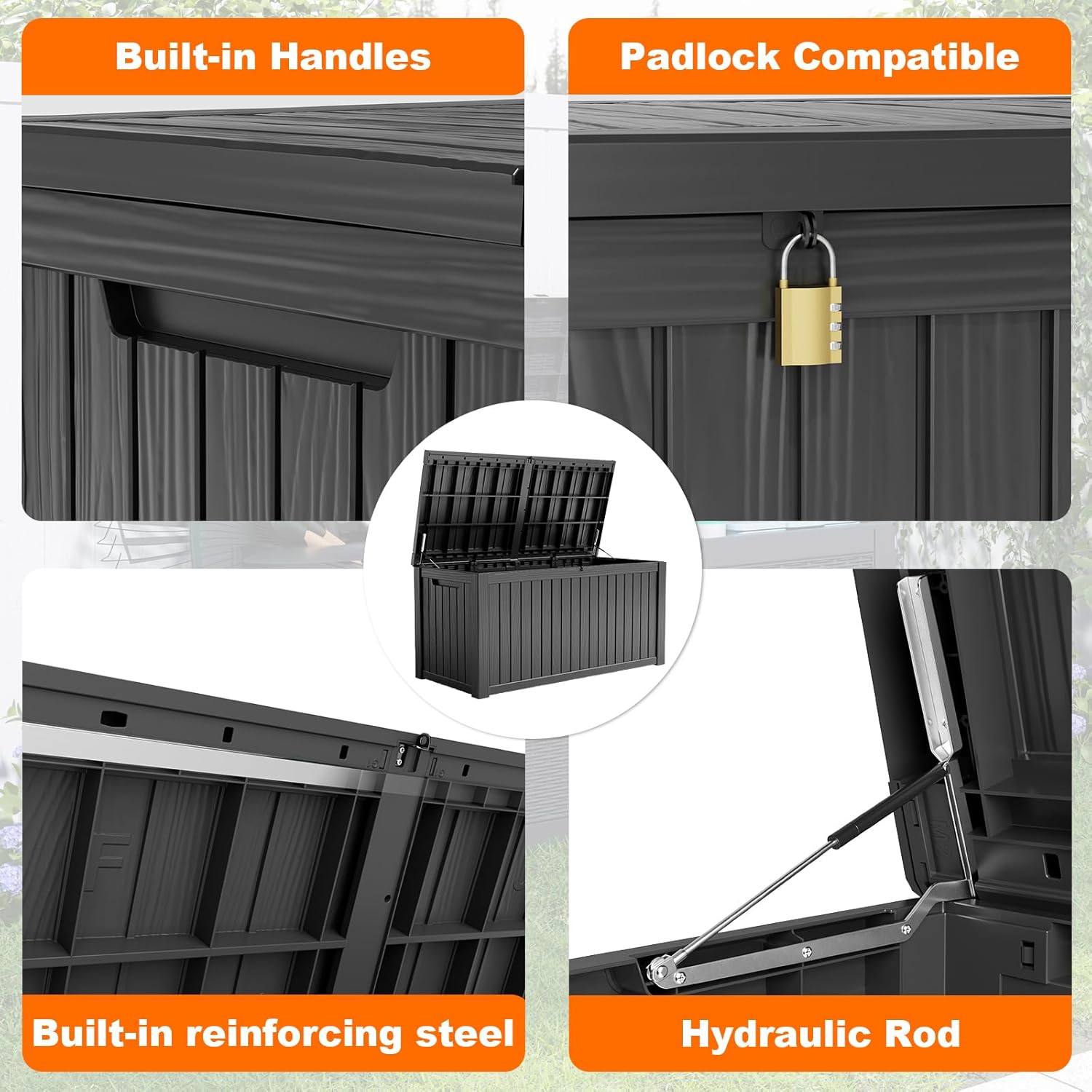 180Gal Lockable Resin Deck Box - Gardening Tools Storage 评论和价格